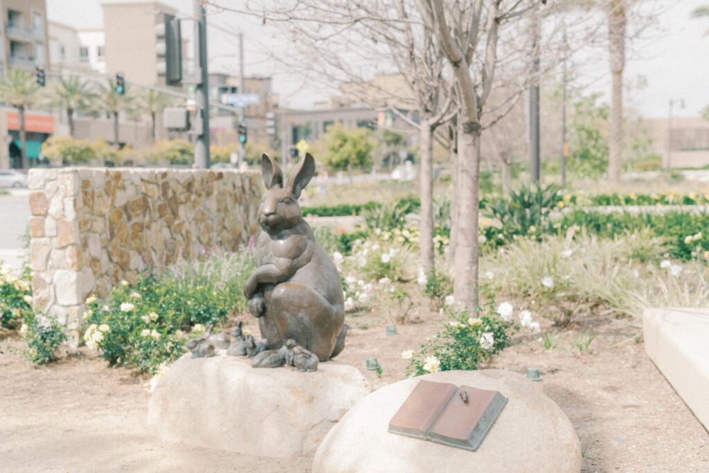 Bunny statue at civita park san diego